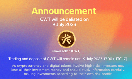 Zipmex is delisting CWT Crown Token from its exchange