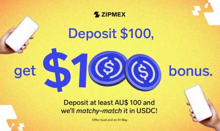 Matchy-matchy! Deposit AU$ 100 & Get AU$ 100 in USDC.