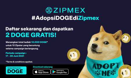 Adopt Dogecoin in Zipmex and Get 2 DOGE for Free