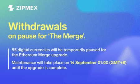 Temporary pause of withdrawals of 55 digital currencies to support  Ethereum’s “The Merge”