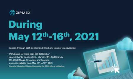 Deposito, Transfer, and Withdrawal Temporarily Unavailable From May 12th to 16th, 2021