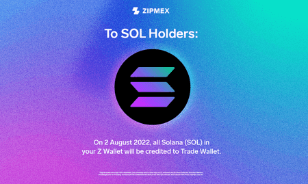 News for Zipmex  SOL holders:
