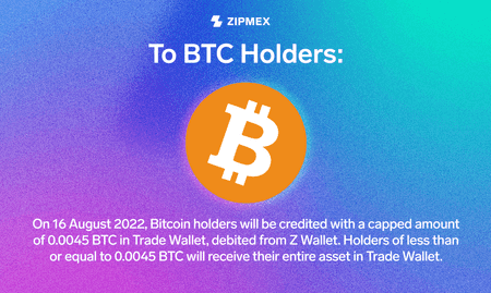 News for Zipmex BTC holders: