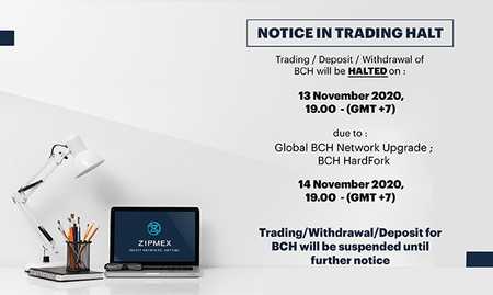 Bitcoin Cash Trading Halt – 13 Nov 2020 19.00 GMT+7